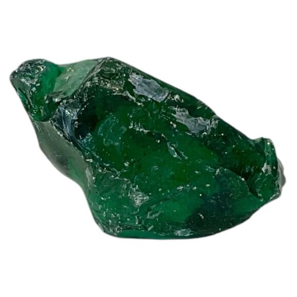 Emerald Green Art Glass Cullet Glowing Manganese Slag Glass #5GL67 - Picture 2 of 7